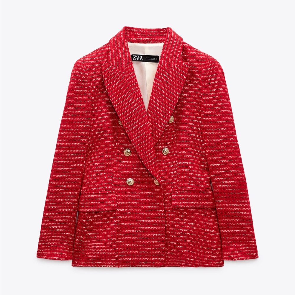 Zara Red Tweed Blazer